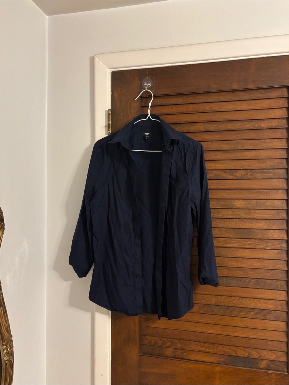 Express Slim Fit Button-Down Shirt in Navy